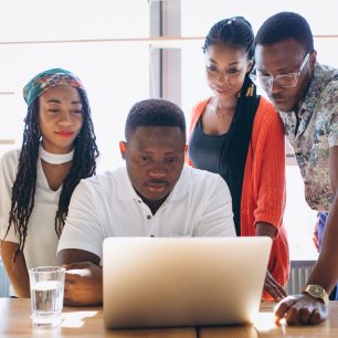 Group of afro americans working together